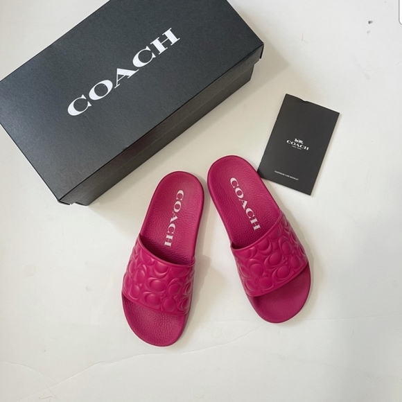 COACH ULI QUILTED SPORT SLIDES SANDALS IN HYACINTH SZ 5 - Picture 2 of 11